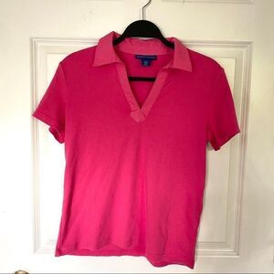 ☀️Karen Scott Split Neck Collard Short Sleeve - S